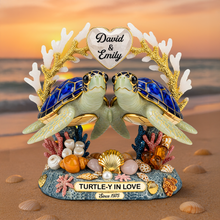 Load image into Gallery viewer, “Turtle-y In Love” - Personalized Turtle Couple Acrylic Plaque - Custom Gifts for Couples Shaped Plaques PopCulturePrints