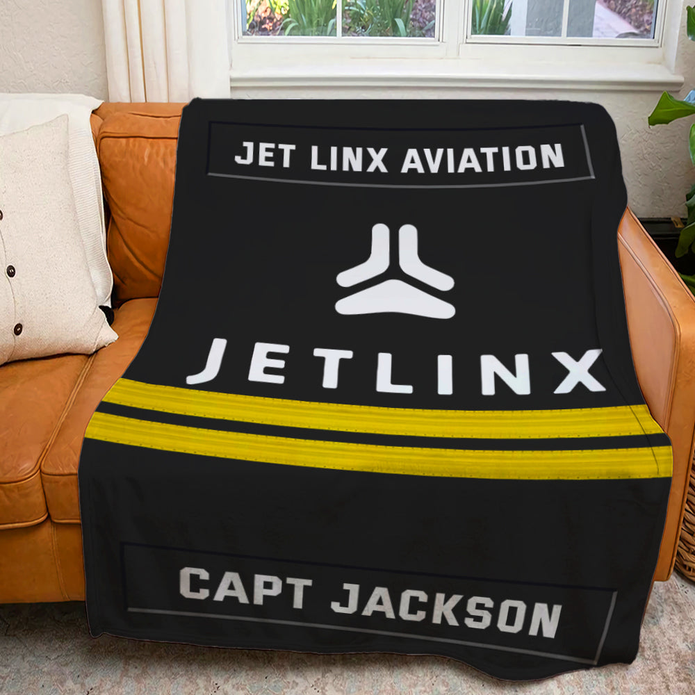 Custom Pilot Blanket with Rank & Airline Logo Blanket PopCulturePrints