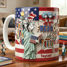 Load image into Gallery viewer, Freedom to Read - Personalized Patriotic Coffee Mug for Book Lovers Coffee Mug PopCulturePrints