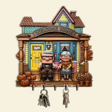 Load image into Gallery viewer, Welcome Home, Lovebirds! Personalized Wood Key Hanger - Custom Gift for Couples Wood Sign PopCulturePrints