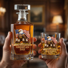 Load image into Gallery viewer, “Honor Your Legacy” - Proud American Eagle Dad Decanter Set - Personalized Gift for Dad and Grandpa Bottle PopCulturePrints