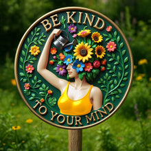 Load image into Gallery viewer, Be Kind to Your Mind - Personalized Floral Garden Girl Wood Sign Wood Sign PopCulturePrints