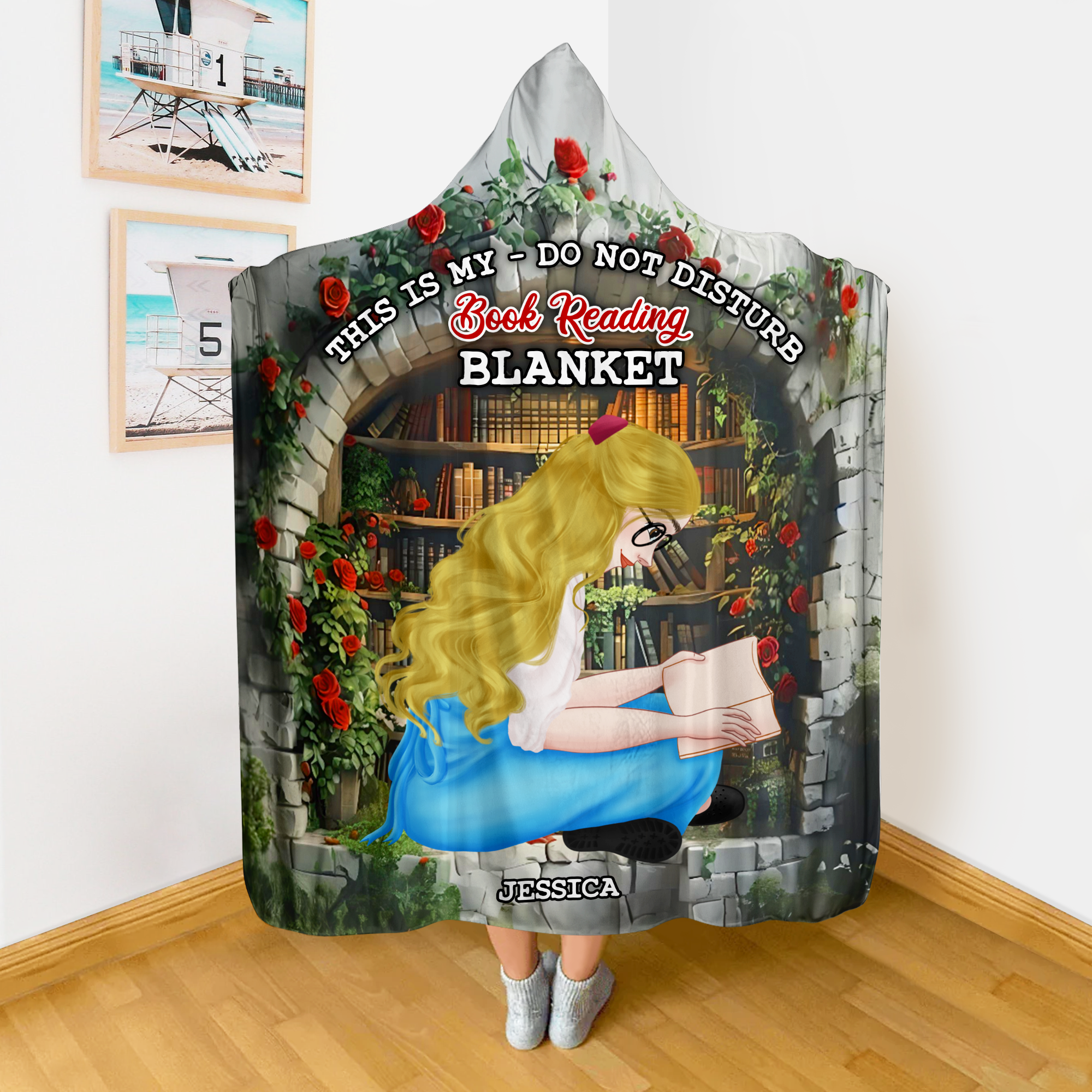 Cozy Personalized Book Lover Blanket Hoodie Blanket PopCulturePrints