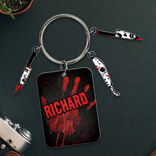 Load image into Gallery viewer, Custom Horror Movie Fan Keychain - Blood-Spattered Design Keychains PopCulturePrints