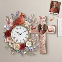 Load image into Gallery viewer, In Memory, God Has You in His Arms - Custom Photo Acrylic Clock for Memorial Hanging Wall Clock PopCulturePrints