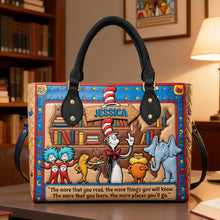 Load image into Gallery viewer, "The more you read, the more you learn" - Personalized Reading Leather Bag for Book Lovers and Teachers Leather Bag PopCulturePrints
