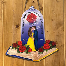 Load image into Gallery viewer, Personalized Romantic Wooden Sign for Couples - Love Lives On in Our Hearts Wood Sign PopCulturePrints