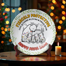 Load image into Gallery viewer, Fiercely Protective - Personalized Ceramic Round Plate for Mom & Grandma Ceramic Round Plate PopCulturePrints