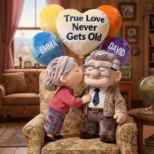 Load image into Gallery viewer, True Love Never Gets Old - A Lifetime Of Love Shaped Pillow - Personalized Gifts For Couples Pillow PopCulturePrints