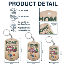 Load image into Gallery viewer, "Adventure Awaits!" - Personalized Keys To The Camper Aluminum Keychain - Perfect Gift for Couples and Campers Aluminum Keychain PopCulturePrints