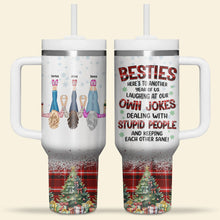 Load image into Gallery viewer, Personalized Best Friends Tumbler with Handle - Christmas Gift Tumbler Cup PopCulturePrints