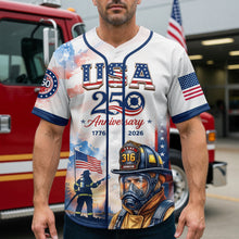 Load image into Gallery viewer, "Honor the Heroes: Custom Heroic American Firefighter Jersey - Personalized Gift for Firefighters and Supporters" AOP Products PopCulturePrints