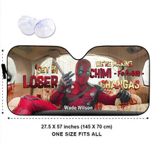Load image into Gallery viewer, Get In Loser We're Making Chimichangas - Customizable Psychopath Car Sunshade Car Sunshade PopCulturePrints