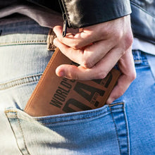 Load image into Gallery viewer, World's Best Dad - The Man Myth Legend - Personalized Engraved Leather Wallet Engraved Leather Wallet PopCulturePrints