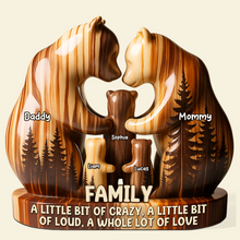 Load image into Gallery viewer, A Little Bit of Crazy, A Whole Lot of Love - Personalized Bear Family Acrylic Plaque Shaped Plaques PopCulturePrints