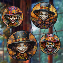 Load image into Gallery viewer, Personalized Halloween Family Wood Sign - Custom Cartoon Character Design Suncatcher PopCulturePrints