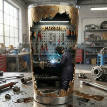 Load image into Gallery viewer, "Crafted for the Hardworking Spirit" - Personalized Hard At Work Welder Tumbler - Custom Gift for Welders Tumbler Cup PopCulturePrints