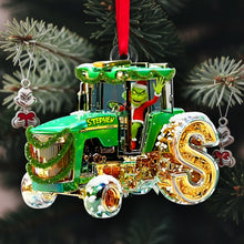 Load image into Gallery viewer, “Green Joy for Tractor Lovers” - Personalized Green Tractor Initials Ornament for Heartfelt Christmas Gifts Ornament PopCulturePrints
