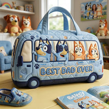 Load image into Gallery viewer, "Best Dad Ever" - Personalized Puppy Family Duffle Bag - Perfect Gift for Dad, Grandpa, and more Quilted Duffle Bag PopCulturePrints