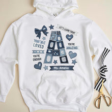 Load image into Gallery viewer, You're Loved, You're Amazing - Personalized Alphabet Teacher Shirt Shirts PopCulturePrints