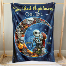 Load image into Gallery viewer, Personalized Halloween Couples Blanket | Best Nightmare Gift | Valentine's Day Gifts Blanket PopCulturePrints