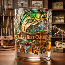 Load image into Gallery viewer, Fishing Papa: Catch the Memories - Personalized Round Glass for Dad Glass PopCulturePrints