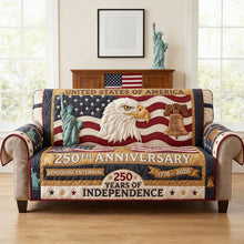Load image into Gallery viewer, Celebrate Freedom: Proud Anniversary Quilted Sofa Cover - Personalized Gifts for Patriots Sofa Cover PopCulturePrints