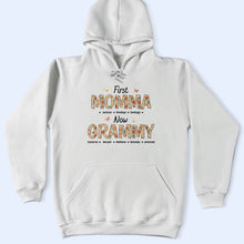 Load image into Gallery viewer, First Mom Now Nana – Flower Pattern Personalized T-Shirt for Loving Moms and Grandmas T-shirt PopCulturePrints