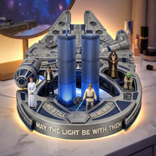 Load image into Gallery viewer, “May the Light Be With Them” - Sci Fi Space Memorial Statue Acrylic Light Box - Personalized Gifts for Fans of Space and Sci-Fi
