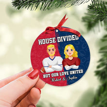 Load image into Gallery viewer, Custom Football Couple Ornament | House Divided | Valentine's Day Gifts Ornament PopCulturePrints