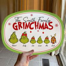 Load image into Gallery viewer, Personalized Grinch Family Christmas Plate Resin Plate PopCulturePrints
