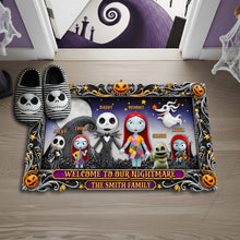 Load image into Gallery viewer, Welcome to Our Nightmare Family Doormat - Personalized Halloween Gifts for Families Doormat PopCulturePrints