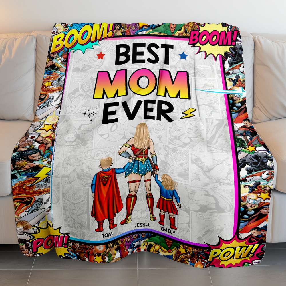 Best Mom Ever Blanket - A Personalized Gift for the Super Mom in Your Life Blanket PopCulturePrints