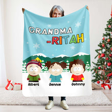 Load image into Gallery viewer, Customized Cartoon Character Blanket for Grandma - Personalized Gift Blanket PopCulturePrints
