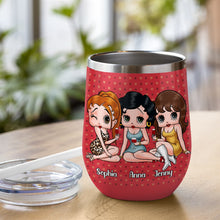Load image into Gallery viewer, Personalized Best Friends Wine Tumbler - 'Sisters, I'll Pick You Up After Laughing' Wine Tumbler PopCulturePrints