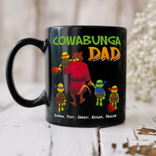 Load image into Gallery viewer, Cowabunga Dad Personalized Coffee Mug With Kids' Names Coffee Mug PopCulturePrints