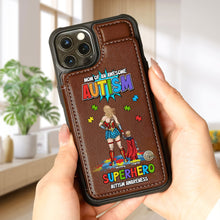Load image into Gallery viewer, Mom of an Awesome Autism Superhero - Personalized Leather Flip Wallet Phone Case for Moms Phone Case PopCulturePrints
