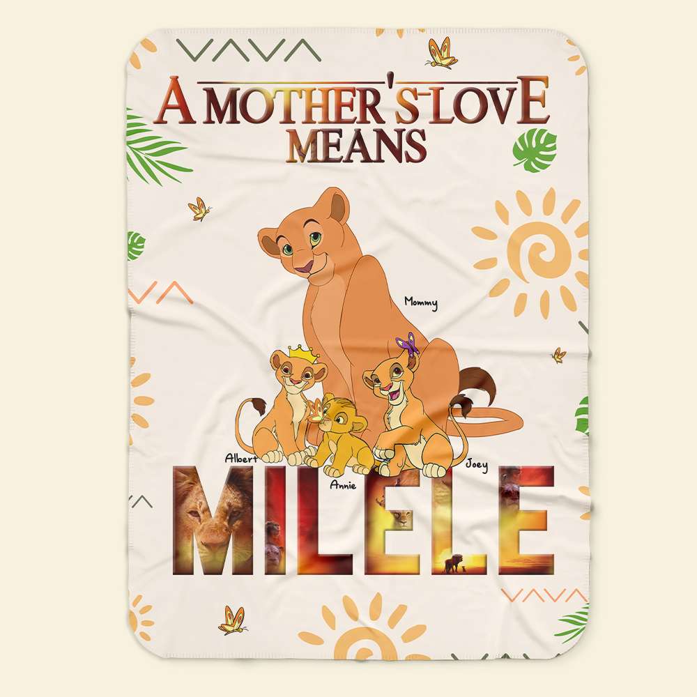 A Mother's Love Means MILELE - Personalized Lion Blanket for Mom Blanket PopCulturePrints