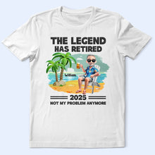 Load image into Gallery viewer, The Legend Has Retired Vintage Cartoon - Personalized T Shirt Gift for Dad, Grandpa, Retirees T-shirt PopCulturePrints