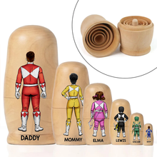 Load image into Gallery viewer, Family of Light Guardians Nested Dolls - Personalized Wooden Gift for Families Wooden Nesting Dolls PopCulturePrints