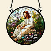Load image into Gallery viewer, He is Risen Easter Suncatcher Ornament - Meaningful Gift Suncatcher PopCulturePrints