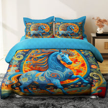 Load image into Gallery viewer, Vibrant Horse Lovers Quilt Bed Set Blanket PopCulturePrints