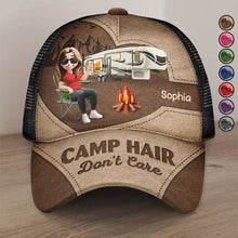 Load image into Gallery viewer, Camp Hair Don't Care - Personalized Mesh-back Cap for Outdoor Lovers Mesh-back Casual Cap PopCulturePrints