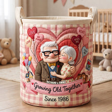 Load image into Gallery viewer, Growing Old Together Quilted Laundry Basket - Personalized Gifts For Couple 02padt270626 Laundry Basket PopCulturePrints