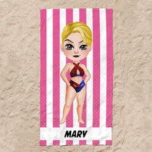 Load image into Gallery viewer, Personalized Superhero Kid Jigsaw Puzzle - Custom Name & Face Beach Towel PopCulturePrints