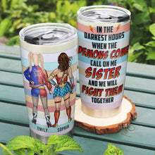 Load image into Gallery viewer, Personalized Sisterhood Tumbler - Fight Together Design Tumbler Cup PopCulturePrints