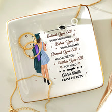Load image into Gallery viewer, "Behind You All Your Memories" - Personalized Ring Dish - Perfect Gift for Graduates, Moms, and Grandmas Ring Dish PopCulturePrints
