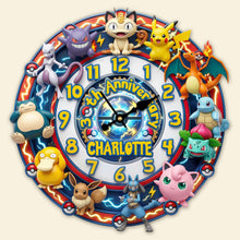 Load image into Gallery viewer, “Time Flies with Pokémon!” - Adventure Hanging Wall Clock, Personalized Gift for Fans of All Ages Hanging Wall Clock PopCulturePrints