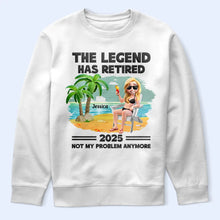 Load image into Gallery viewer, The Legend Has Retired Vintage Cartoon - Personalized T Shirt Gift for Dad, Grandpa, Retirees T-shirt PopCulturePrints