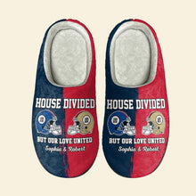 Load image into Gallery viewer, Personalized American Football Couple Slippers - House Divided Love United Shoes PopCulturePrints